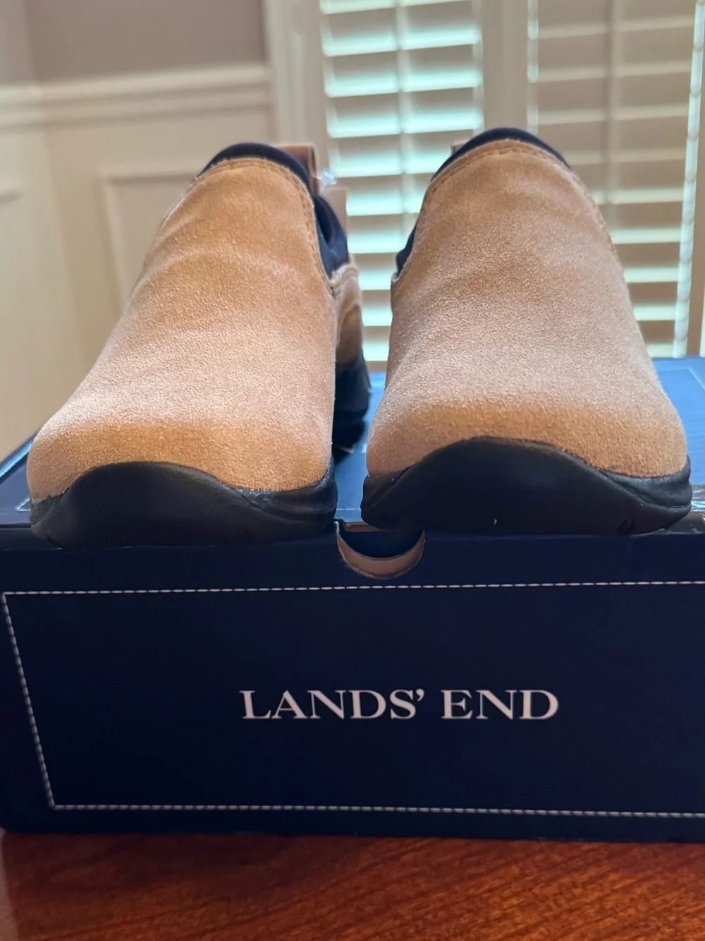 Lands' End Kids Shoes Tan Suede All Weather Moccasin Slip-Ons